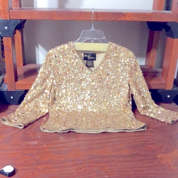 Vintage Gold Sequins top - Picture 11 of 12